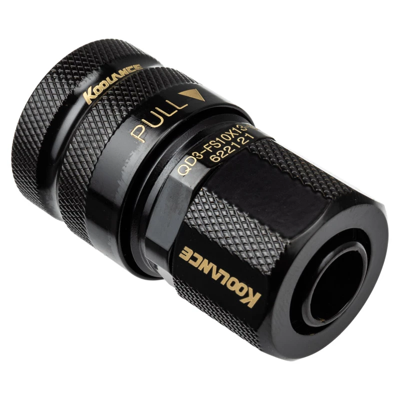 Koolance QD3 ātrās atvienošanas taisnais sieviešu savienojums 13/10 mm - bez noplūdes, melns