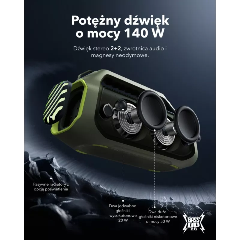 Boom 2 Plus | Jaudīgs āra basa Bluetooth skaļrunis Adventure Green