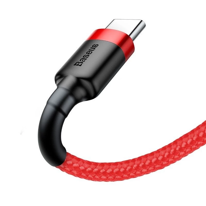 USB 2.0 A uz USB-C vads Baseus CATKLF-B09 1 m QC3.0 neilona pīta sarkana, ātra uzlāde un datu sinhronizācija