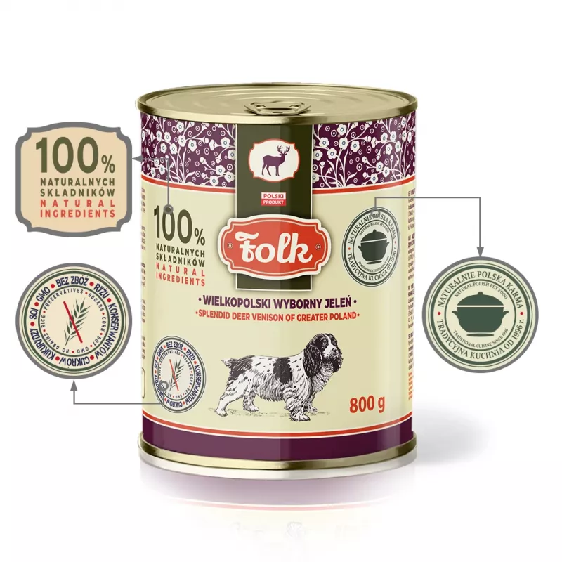 FOLK Splendid deer venison of Greater Poland - mitrā suņu barība - 800g