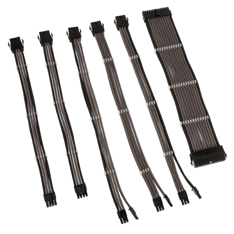Kabeļu pagarinātāju komplekts Kolink Core Adept — pīts PET apvalks, 6 gabalu komplekts, 20+4 kontaktu, 8 kontaktu, 4+4 kontaktu, 3×6+2 kontaktu (300–350 mm)