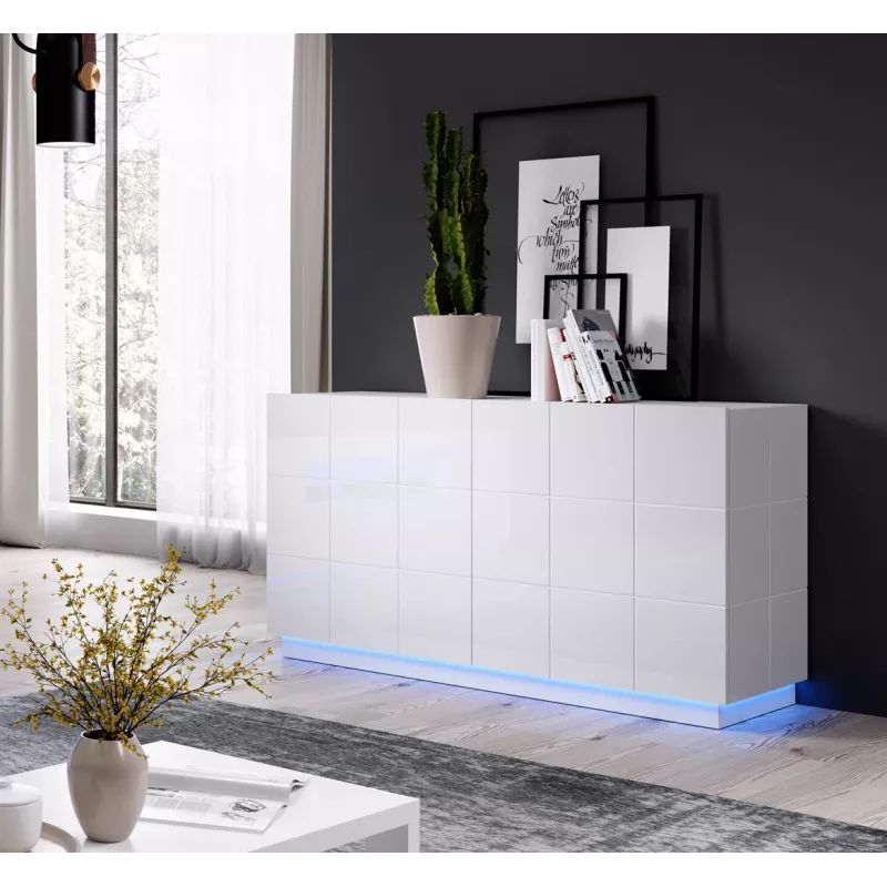 Cama Kumode 2D REJA balts glancēts/balts glancēts