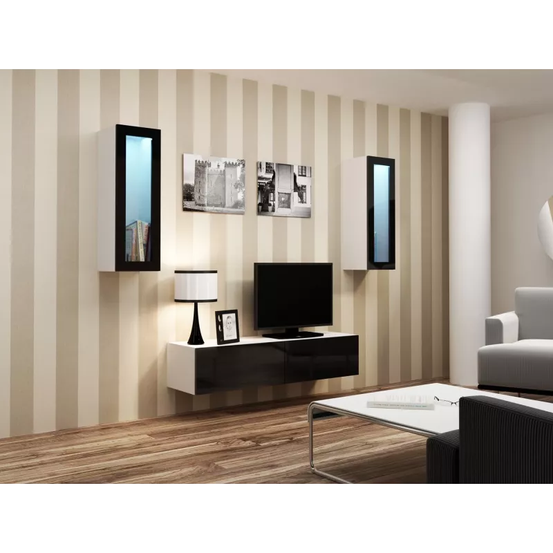 Cama TV statīvs VIGO 140 30/140/40 balts/melns glancēts