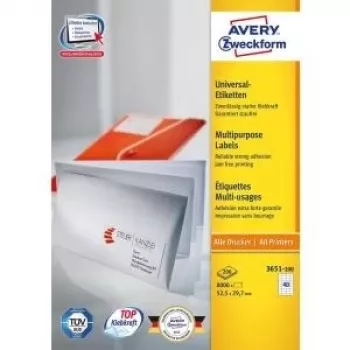 Pašlīmējošās etiķetes Avery Universal 52,5x29,7mm 8000 gab.
