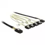 Iekšējais Mini SAS uz 4×SATA kabelis DELOCK 0.5 m — Mini SAS SFF-8087 uz 4×SATA 7p, Melns/Sudraba/Dzeltens