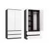 Skapis top e shop MALWA SS-90, 90×180×50 cm, antracīta rāmis, baltas veramas durvis, 2 atvilktnes, lamināts 16 mm