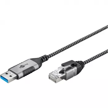 Goobay Ethernet kabelis USB-A 3.0 uz RJ45 plāns 3 m - savieno maršrutētāju, modemu vai (74396)