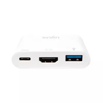 LogiLink 0.14m 2xUSB-C HDMI USB A Balts