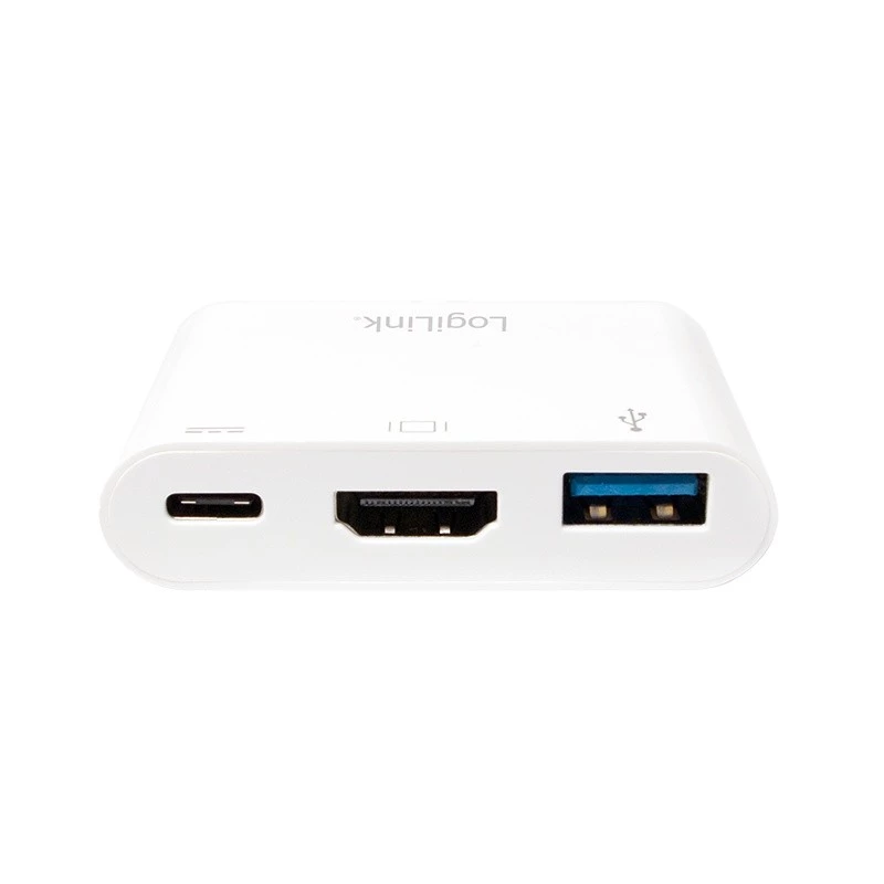 LogiLink 0.14m 2xUSB-C HDMI USB A Balts