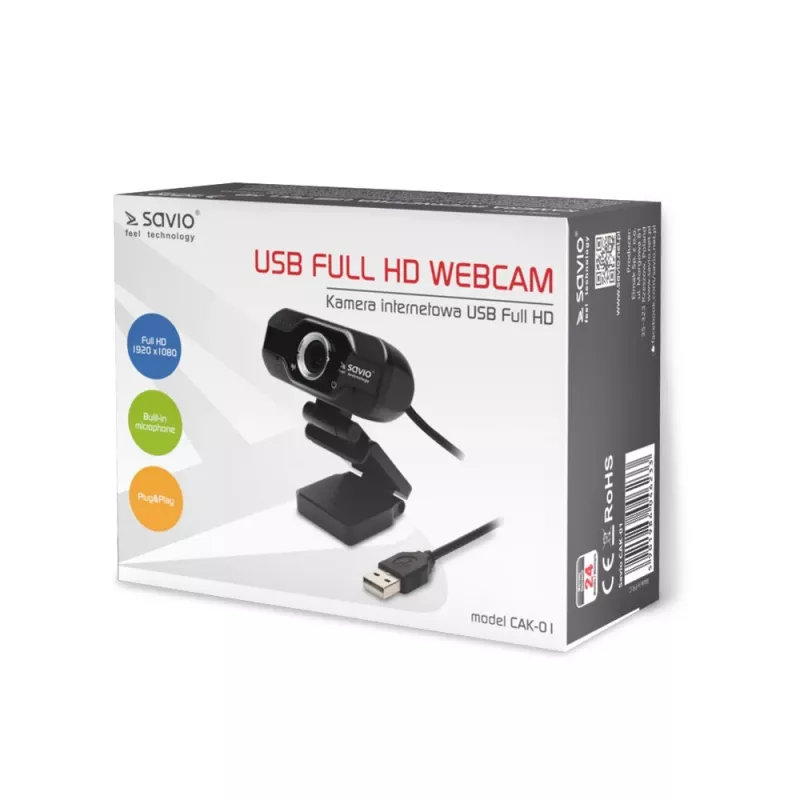 Savio interneta kamera tīmekļa kamera USB Full HD ar iebūvētu mikrofonu