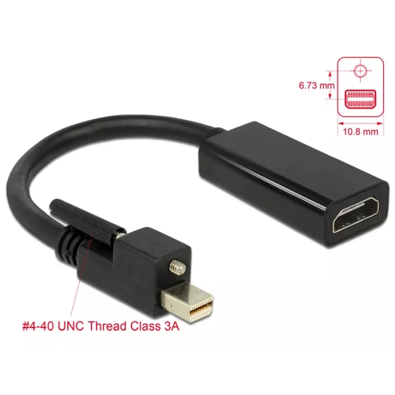 Video kabeļa adapteris DeLOCK 62640 Mini DisplayPort uz HDMI 0,25m melns