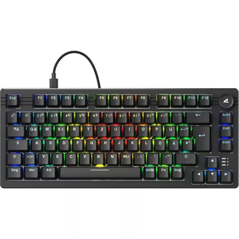 Sharkoon SGK25 tastatūra mājām USB QWERTZ vācu melna 75% RGB LED