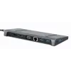 Klēpjdatora dokstacija Gembird A-CM-COMBO9-02 USB 3.2 Gen 1 Type-C, HDMI, VGA, 3×USB-A, Gigabit Ethernet, 87W PD, Pelēka