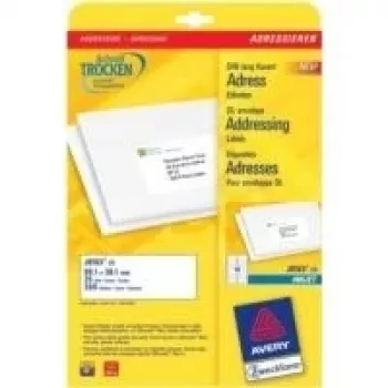 Avery - adrešu uzlīmes - Balta - 99,1 x 38,1 mm - 350 uzlīme(s) (25 loksnes x 14) (J8163-25)