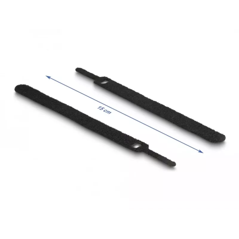 Āķa un cilpas kabeļu saite DeLOCK 19010 150x12mm melna 10 gabali