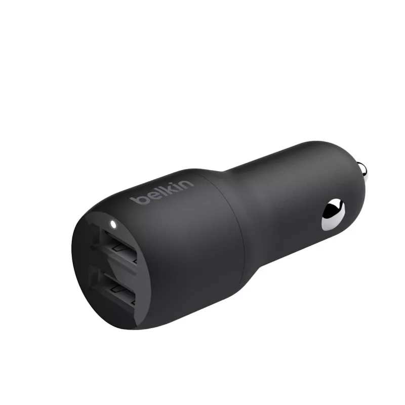 Divu USB-A automašīnas lādētājs 12W x2 Melns