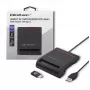 ID karšu lasītājs QOLTEC Smart chip ID card scanner — USB, melns, 84.5×65×16 mm, 63 g