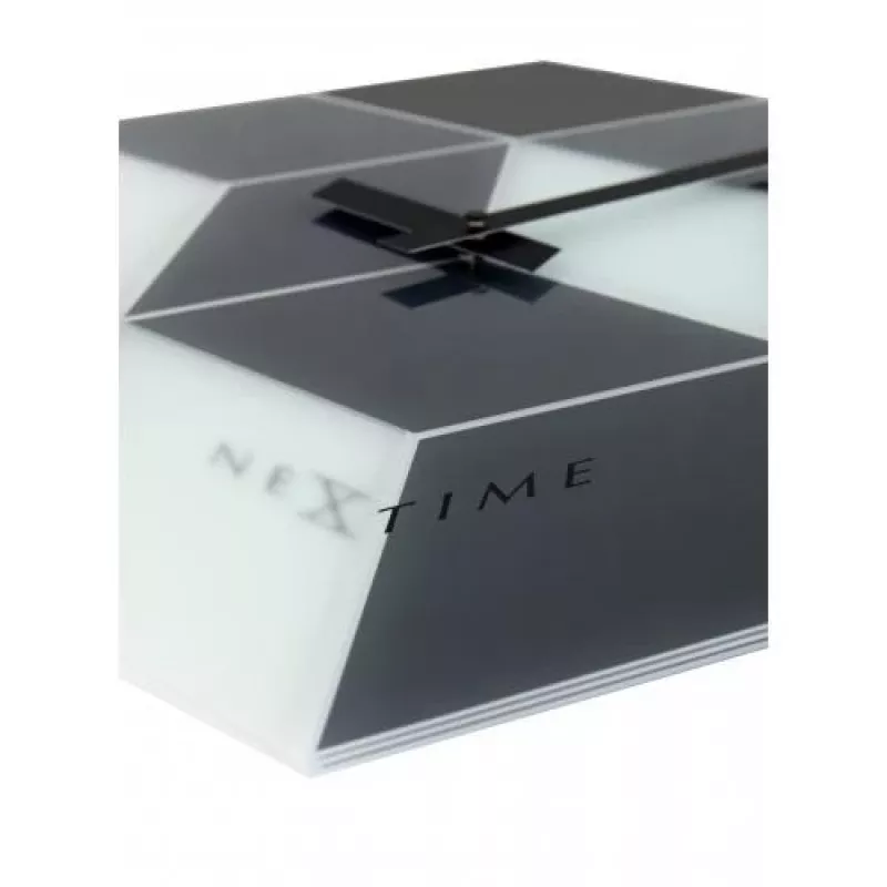 NeXtime klok 8171 Cubic, 43.5x37 cm, pie sienas stiprināms, Melns/ Balts/ Pelēks