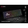 Mehāniskā spēļu tastatūra SAVIO MelnsOUT X2 PEACH — 61 taustiņu 60% QWERTY, RGB LED, hot-swap, USB Type-A/Type-C, noņemams kabelis