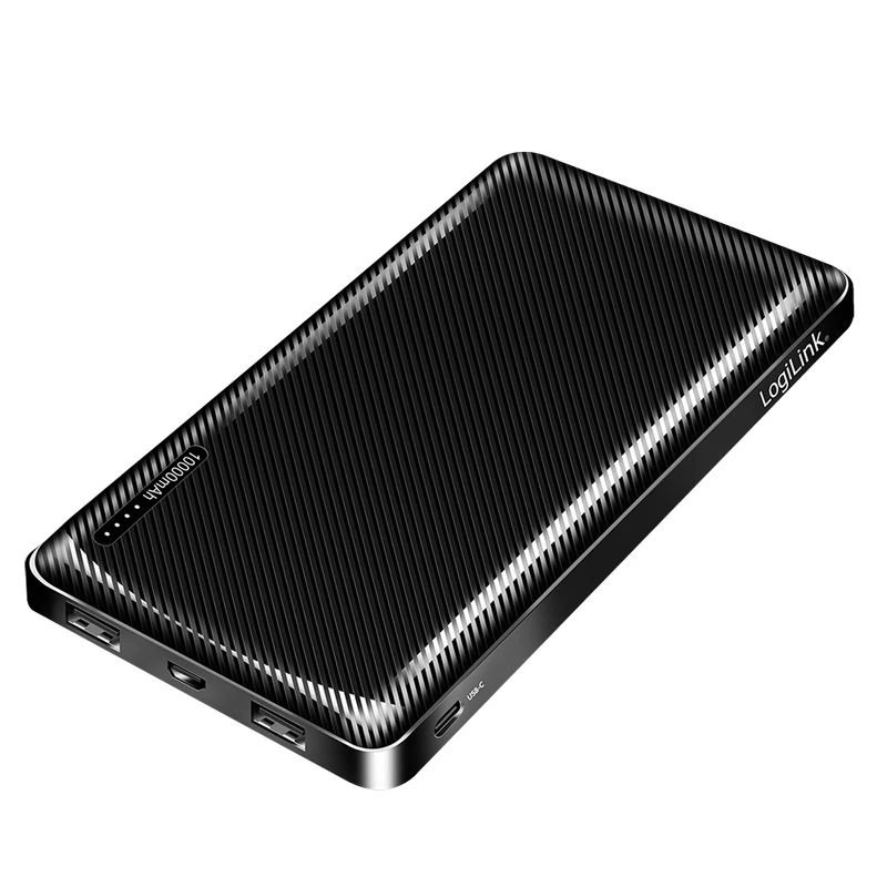 Logilink ārējais akumulators, Li-Po, 2x USB-A, USB-C | PA0316 | 10000 mAh | Melns