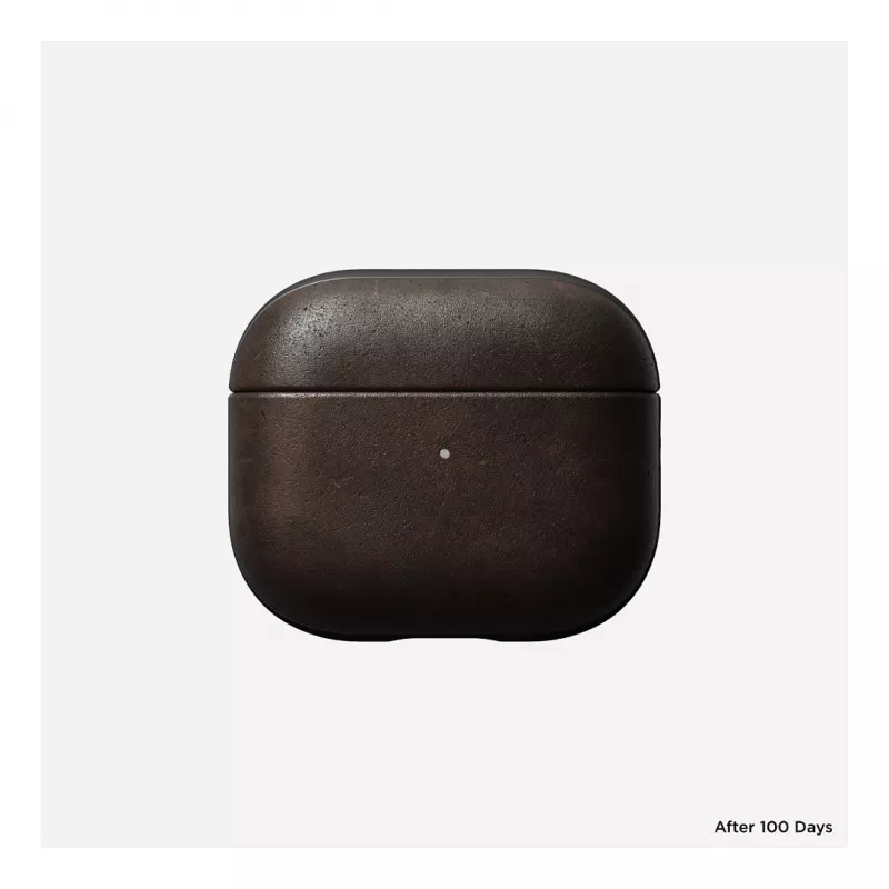 Ādas AirPods futlāris Nomad V3 Rustic Brown — aizsargājošs ādas pārvalks AirPods uzlādes futlārim