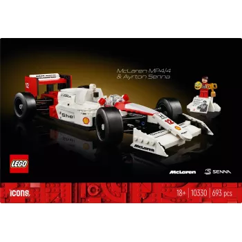 LEGO komplekts McLaren MP4/4 Ayrton Senna 10330 — LEGO ICONS mēroga modeļa eksponāts