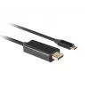 Video kabeļa adapteris LANBERG CA-CMDP-10CU-0010-BK USB Type-C uz DisplayPort 1 m, DisplayPort 1.2, līdz 3840×2160@60Hz, HDR