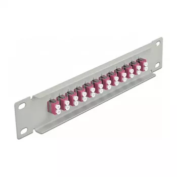 Optisko šķiedru ielāpu panelis DeLOCK 10 collu 12 portu LC Duplex violets 1U pelēks
