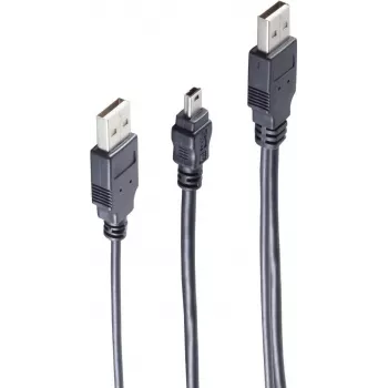 USB kabelis ShiverPeaks BS77150 0,6 m 2x USB A Mini-USB B melns