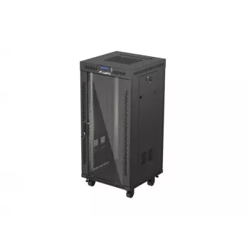 Brīvi stāvošs statīvu skapis LANBERG FF01-6624-12BL 24U 19 collu 600×600 mm, IP20, 1200 kg, melns