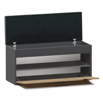 Slēgta apavu skapīša sistēma Top e Shop PARMA — antracīta un ozola, skaidu plātne, 1000×490×350 mm