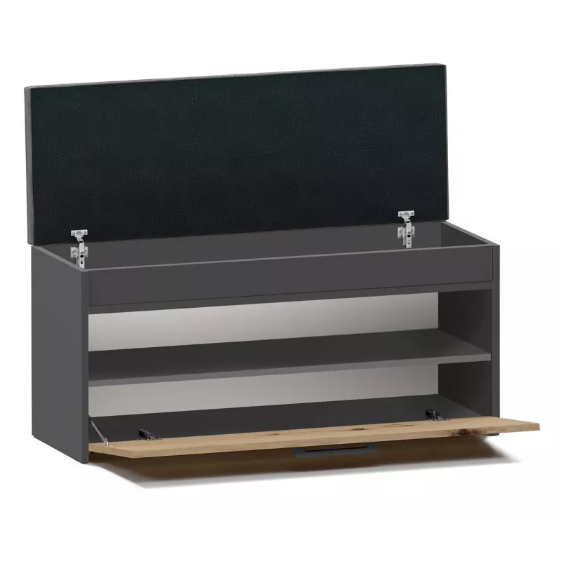 Slēgta apavu skapīša sistēma Top e Shop PARMA — antracīta un ozola, skaidu plātne, 1000×490×350 mm
