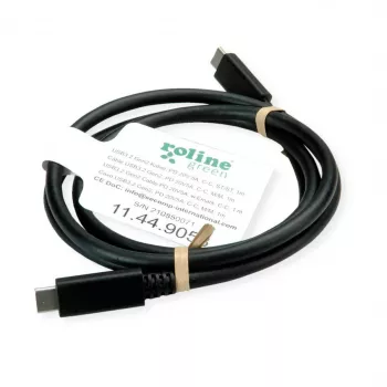 ROLINE USB3.2Gen2 kabelis PD 20V5A Type C-C ST/ST 0.5m - kabelis - Digitāls/Dati - 0,5 m (11.99.9057)