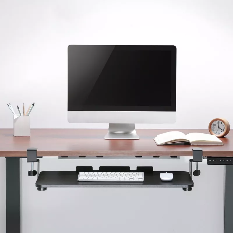 Maclean MC-839 Bīdāmā tastatūras platforma | Zemgalda atvilktne tastatūrai un pelei | Skavas tipa tastatūras paliktnis | Ergonomisks darbstacijas risinājums