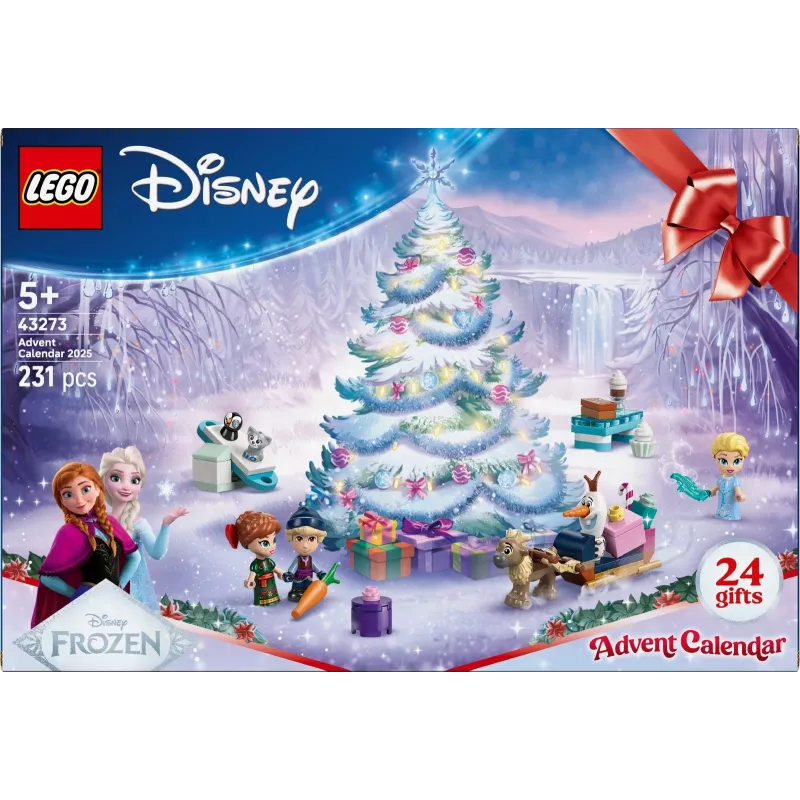 LEGO Disney Frozen Adventes kalendāra 2025 konstrukciju rotaļlieta, komplekts 43273 — 231 detaļa, 4 minifigūriņas, vecumam 5+