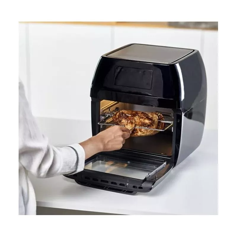 Karstā gaisa fritieris Black & Decker BXAFO1200E — 12 L, 1700 W, skārienvadība, 40–200 °C, rotējošais iesms, cepšana un fritēšana