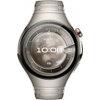 Viedpulkstenis HUAWEI WATCH 5, 1,5 collu AMOLED, 466×466, 46 mm titāna korpuss, Wi‑Fi, GPS, Sudrabs