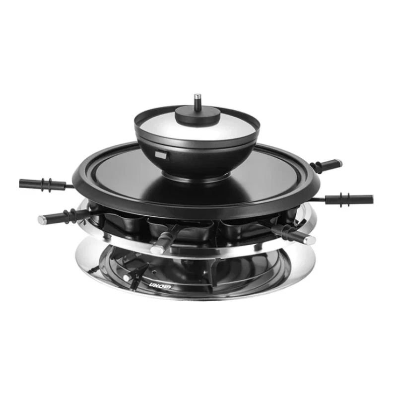 Unold 48726 raclette grils 8 personām 1300 W Melns, Nerūsējošais tērauds