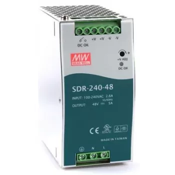 Mean Well SDR-240 sērija SDR-240-48 - Barošanas bloks (iespējama montāža uz DIN sliedes) - AC 115/230 V - 240 W - aktīvā PFC (SDR-240-48)