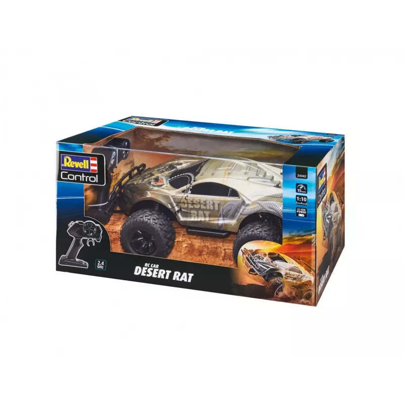 RC auto REVELL Desert Rat (modelis 24442) — pelēks un melns radio vadāms bezceļa transportlīdzeklis