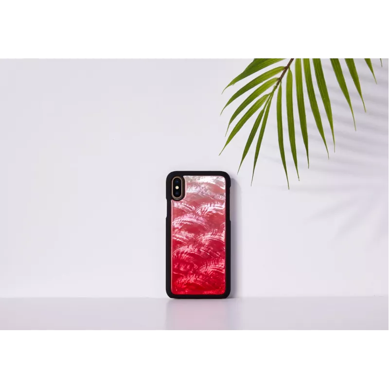 Viedtālruņa maciņš iKins iPhone XS / XS S — rozā ezera un melns, aizsargapvalks