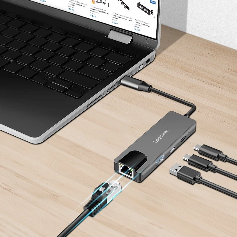 USB3.2 Gen1 centrmezgls, 3 portu ar 2.5G Ethernet