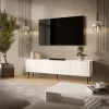 TV skapītis cama meble LUCCA 4D, 2000×400×590 mm, balta, skaidu plātnes virsma