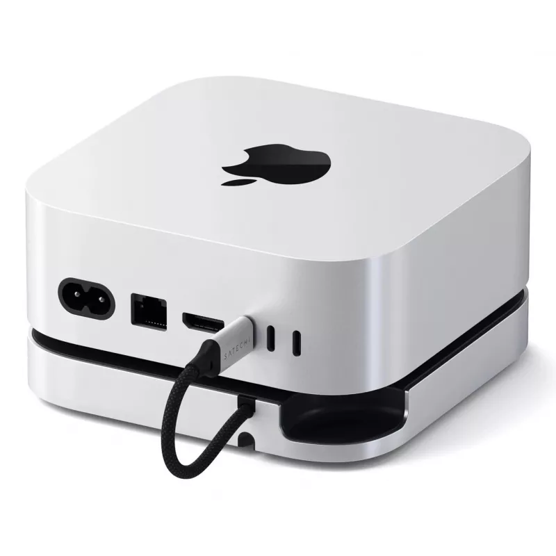 Satechi klēpjdatora dokstacija/portu replikators ST-GNMMES — vadu USB 3.2 Gen 2 Type-C centrmezgls, USB-A un SD, Sudraba