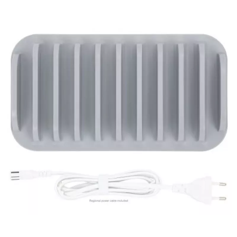 Manhattan Charging Station, 10x Ports: 3x USB-C (up to 18W PD) and 7x USB-A (up to 12W), 120W Total Output, balta/pelēka, Three Year Warranty