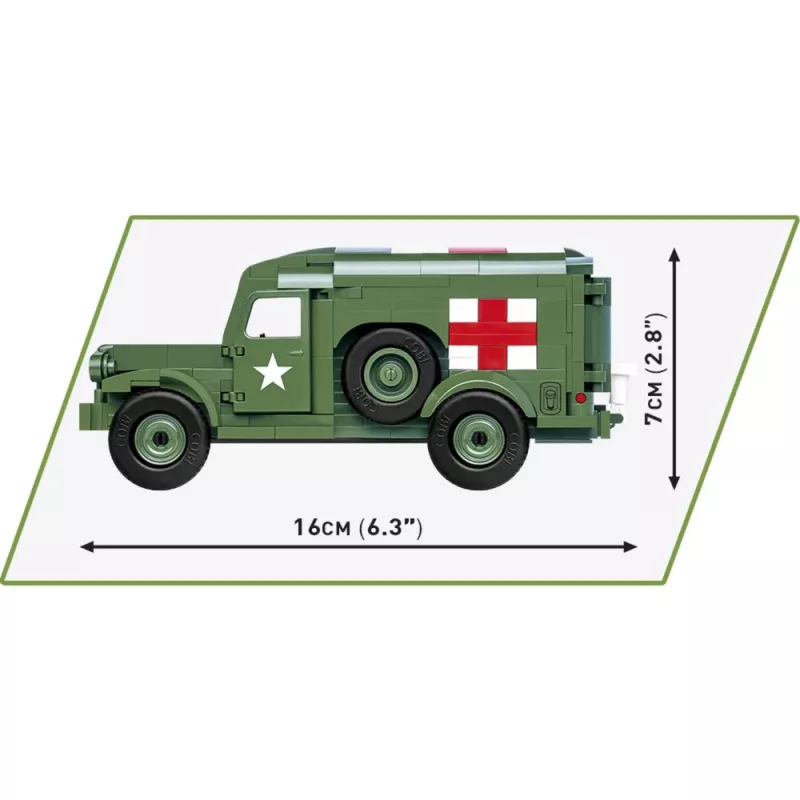 Konstruktors Cobi Dodge WC-54 Ambulances modelis 2257 1:35 mēroga būvēšanas komplekts