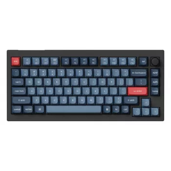 Keychron V1 Max tastatūra universāla USB RF bezvadu Bluetooth melna pelēka 75% mehāniskā