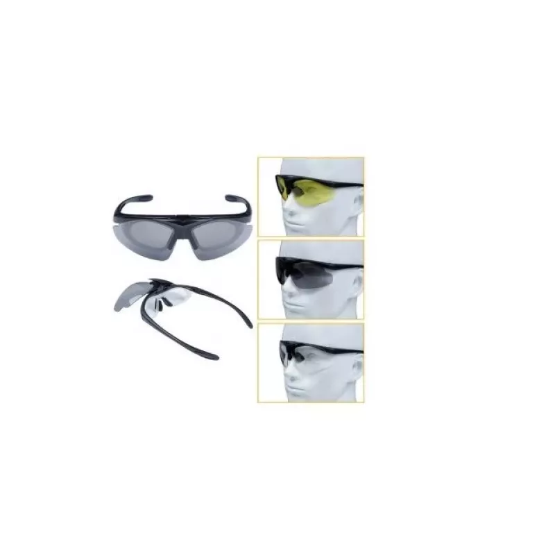 WOSPORT šaušanas brilles 3 maināmi vizieri, siksnas modelis 6055B