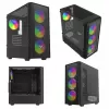 PC korpuss SAVIO Noctis Flow RGB — Cube, ATX/Mini-ITX, 3x 120 mm priekšējie ventilatori, rūdīta stikla sānu panelis, max GPU 35 cm