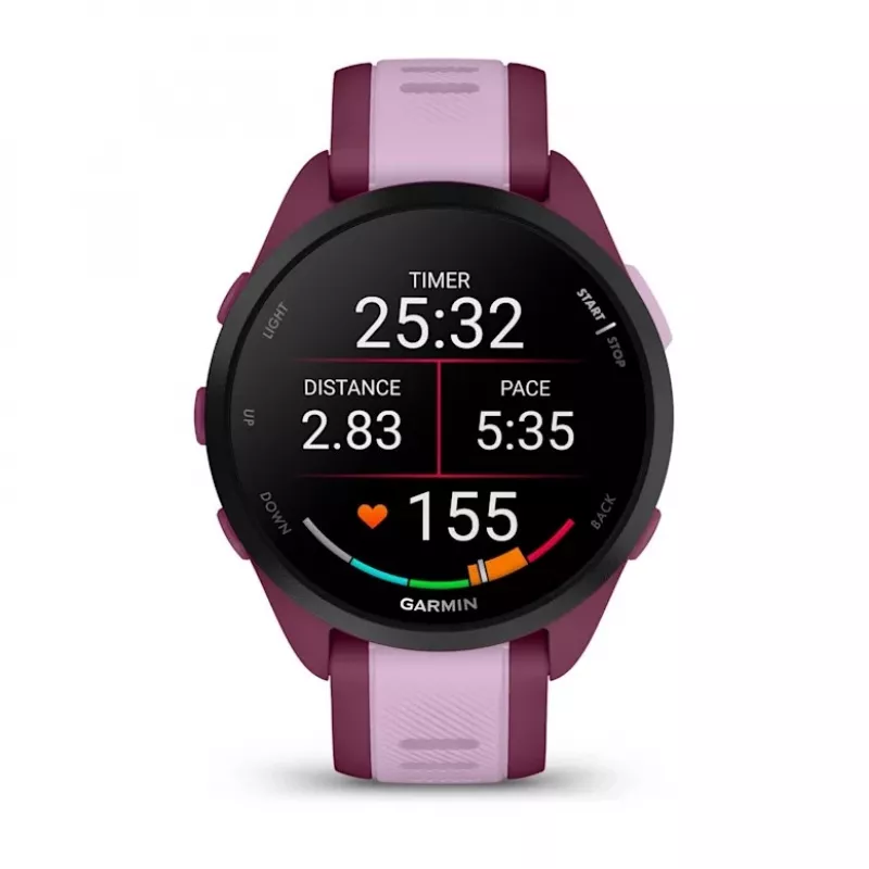 Viedpulkstenis GARMIN Forerunner 165 Music, 43 mm polimēra korpuss, 1,2 collu AMOLED 390x390, GPS/GLONASS/Galileo, 5 ATM, 11 dienu akumulators